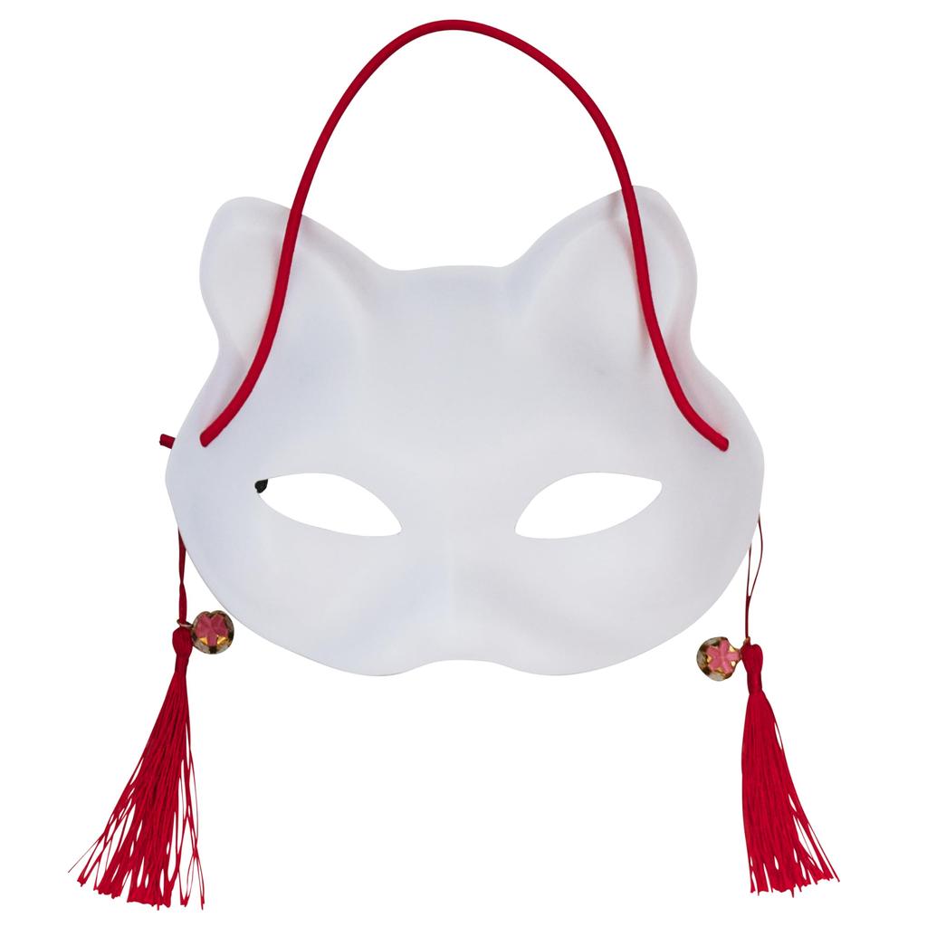 Clearstone Japanese-Style Cat Mask, Half Face with Black Goldfish Design, Unisex, Black