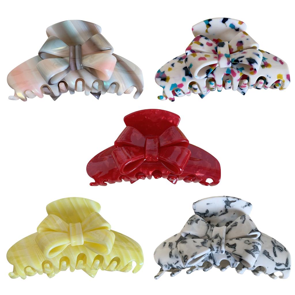 Sweet Bowknot Hair Claw Clips Large Hair Gripper Nonslip Elegant Hair Accessory for Women Lady Girls Thin Thick Hair