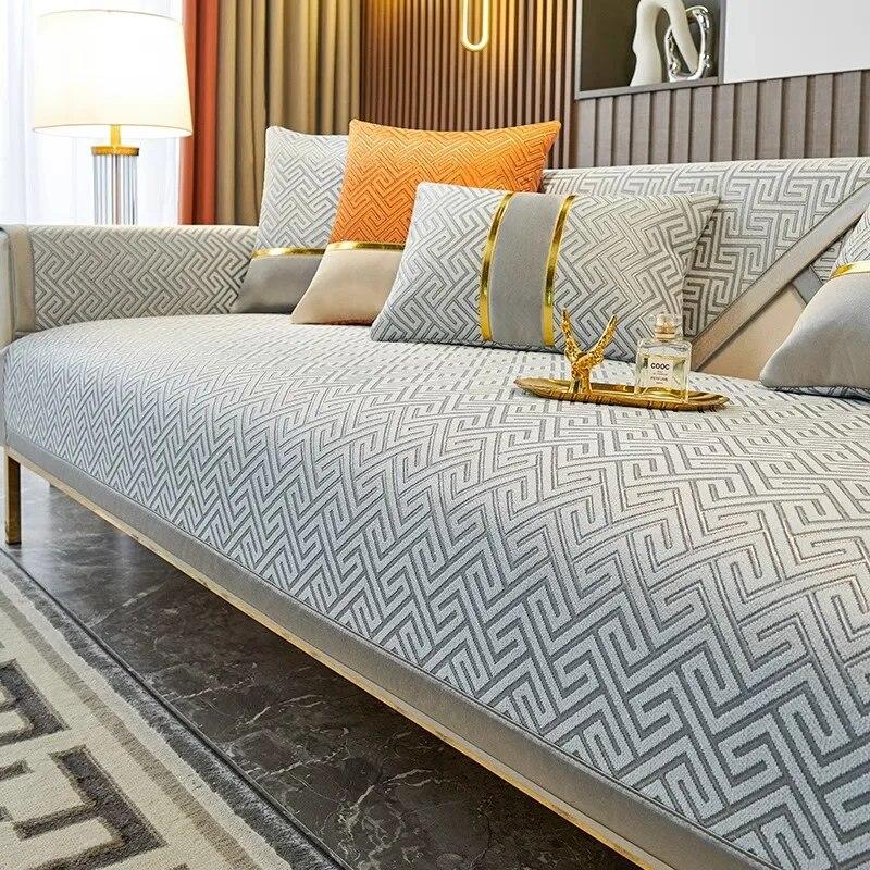 

Чехлы для диванов из синели, однотонные утолщенные чехлы для диванов, Нескользящие геометрические диванные подушки для гостиной, универсальный коврик для дивана по сезонам 70x70cm 1pcs