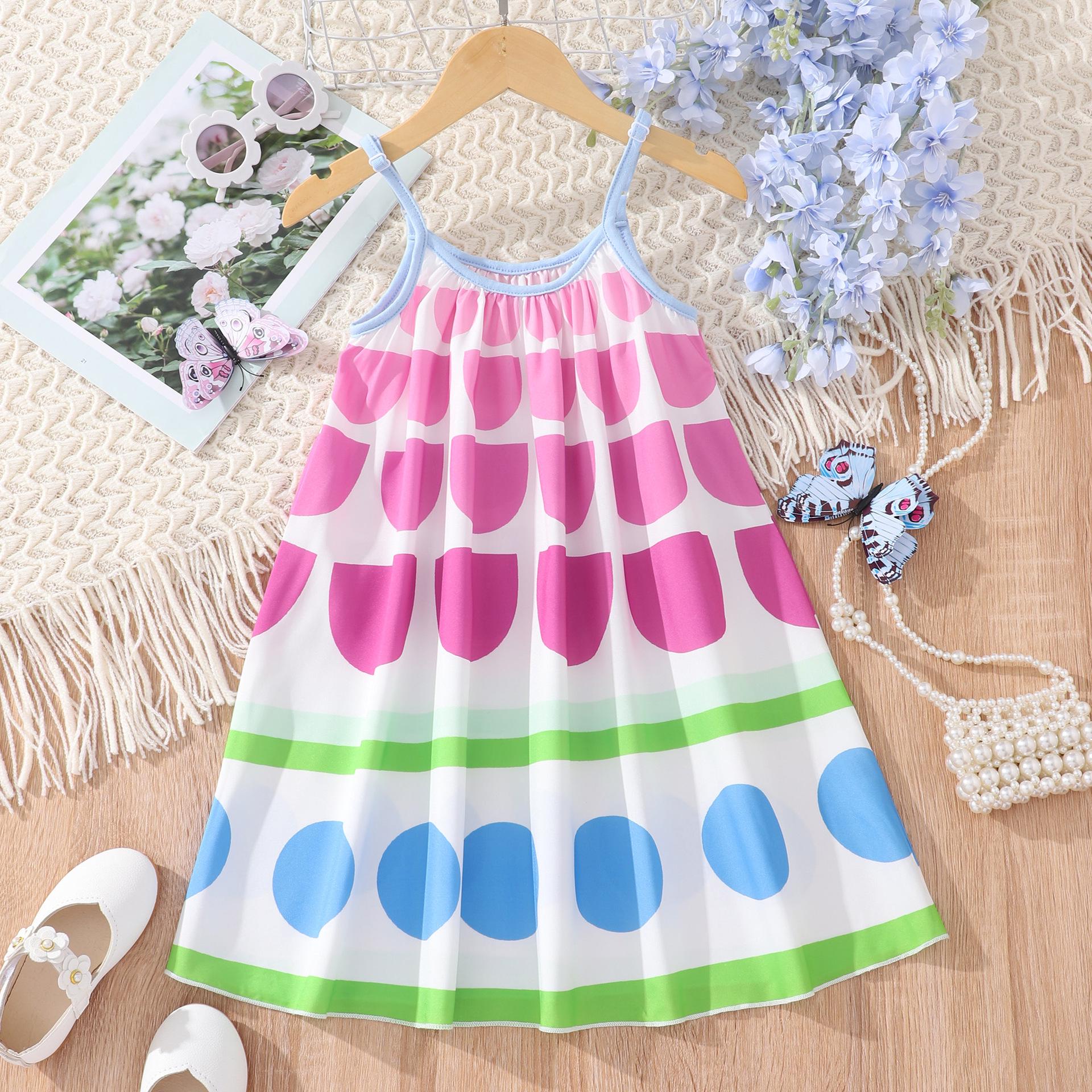 

Популярное летнее платье-майка А-силуэта без рукавов для девочек с радужным принтом 130 cm