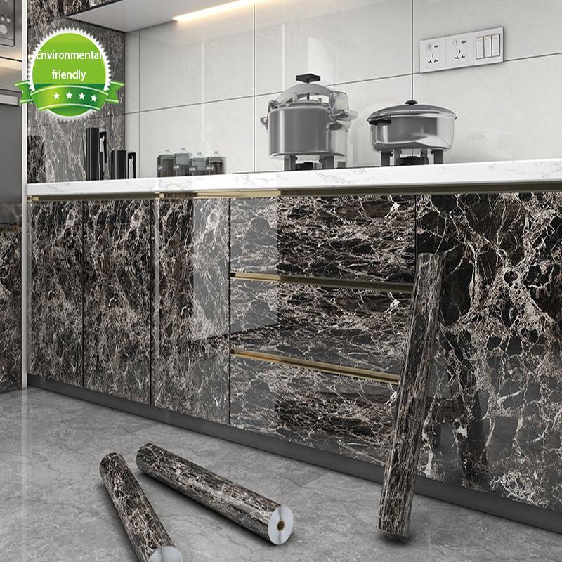 Self-Adhesive Cabinet Sticker Kitchen Countertop Oil-Resistant Waterproof Furniture Refinishing Closet Door Color Change Film