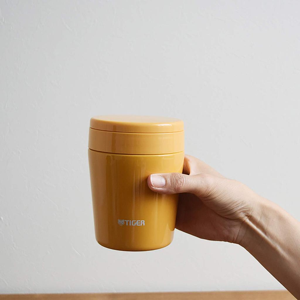 Tiger Vacuum Insulated Soup Jar, 300ml, for Lunch Boxes, Wide Mouth, Round Bottom, Saffron Yellow, MCL-B030-YS