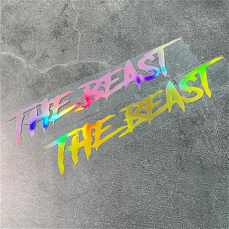 1PC Laser THE BEAST Motorcycle Stickers Waterproof for Fuel Tank Racing Helmet Scooter Body Car Window Universal Vinyl Decals