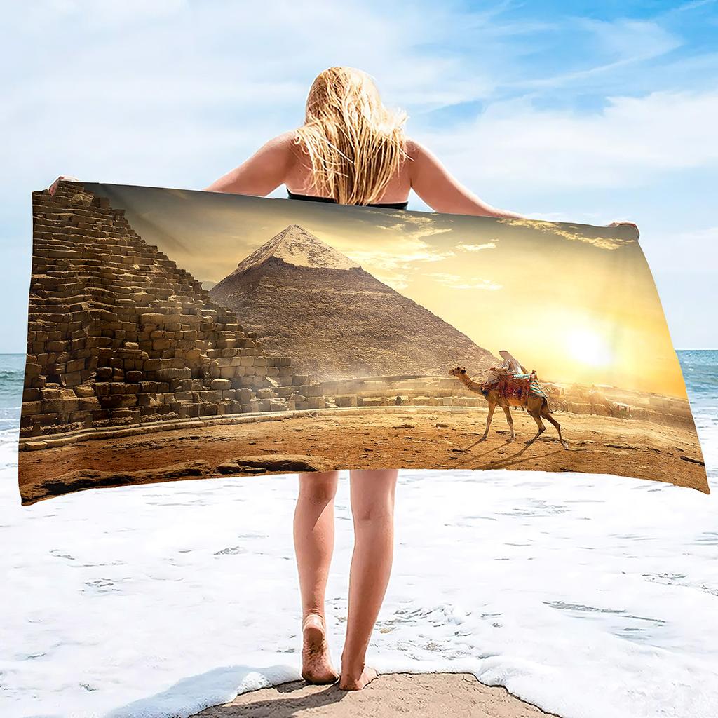 Pyramid Series Seaside Vacation Beach Towel Swimming Bath Towel Microfiber Sports Towel