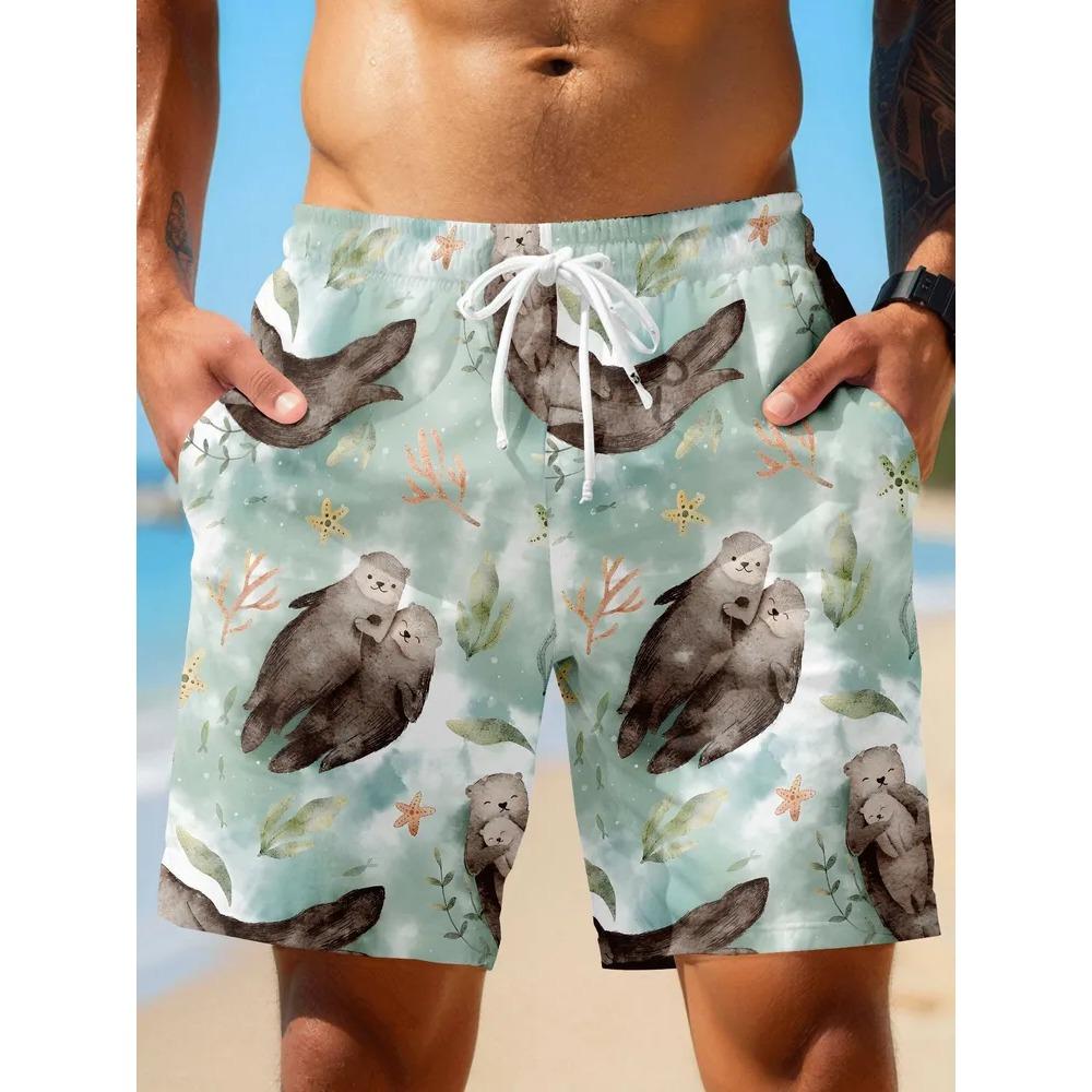 Pantaloncini Casual da Uomo Abbigliamento da Esterno Creativo Retro Colorati Stampa 3D Larghi Casual Traspiranti Freschi Estivi Versatili