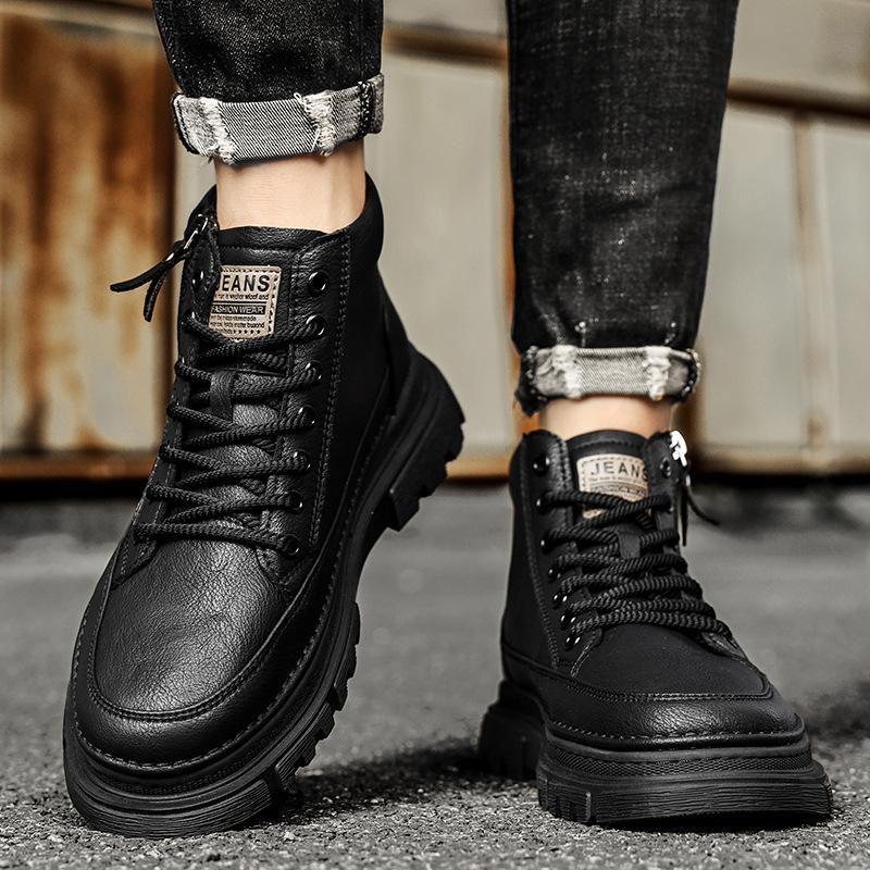 Medium Tube British Non-slip and Wear-resistant Boots Outdoor Lightweight Low-top Soft Bottom Cushioning Casual and Comfortable Martin Boots