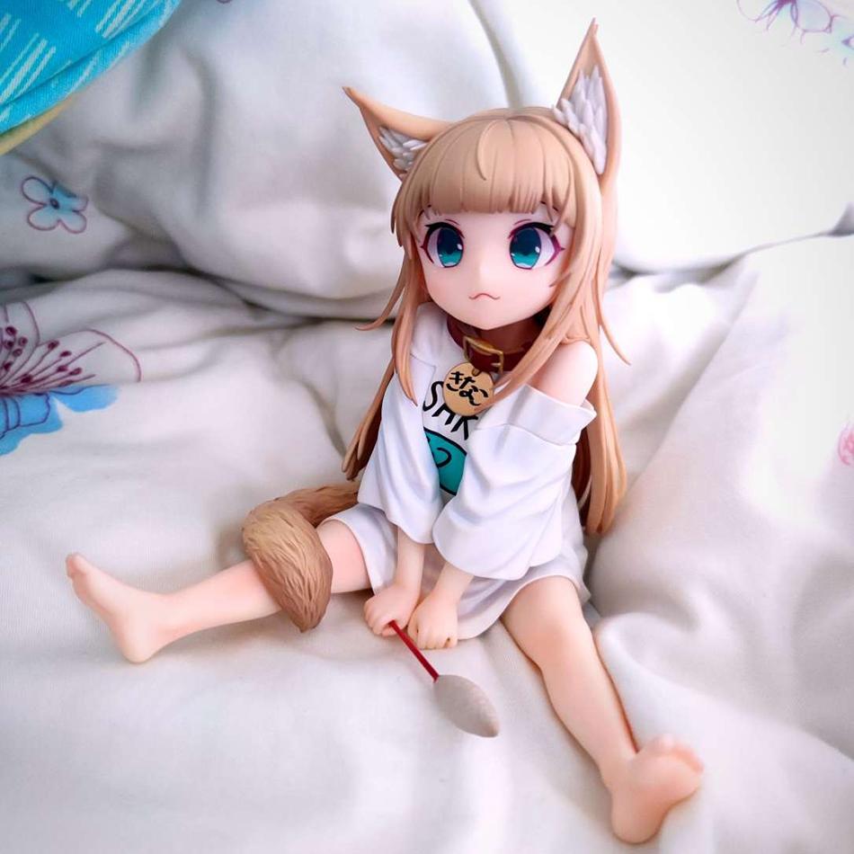 New Anime Cute Doll Sakura Soybean My Cat Is A Kawaii Girl Figure Sit And Eat Fish/Standing Figure Model PVC Collection Toy Gift