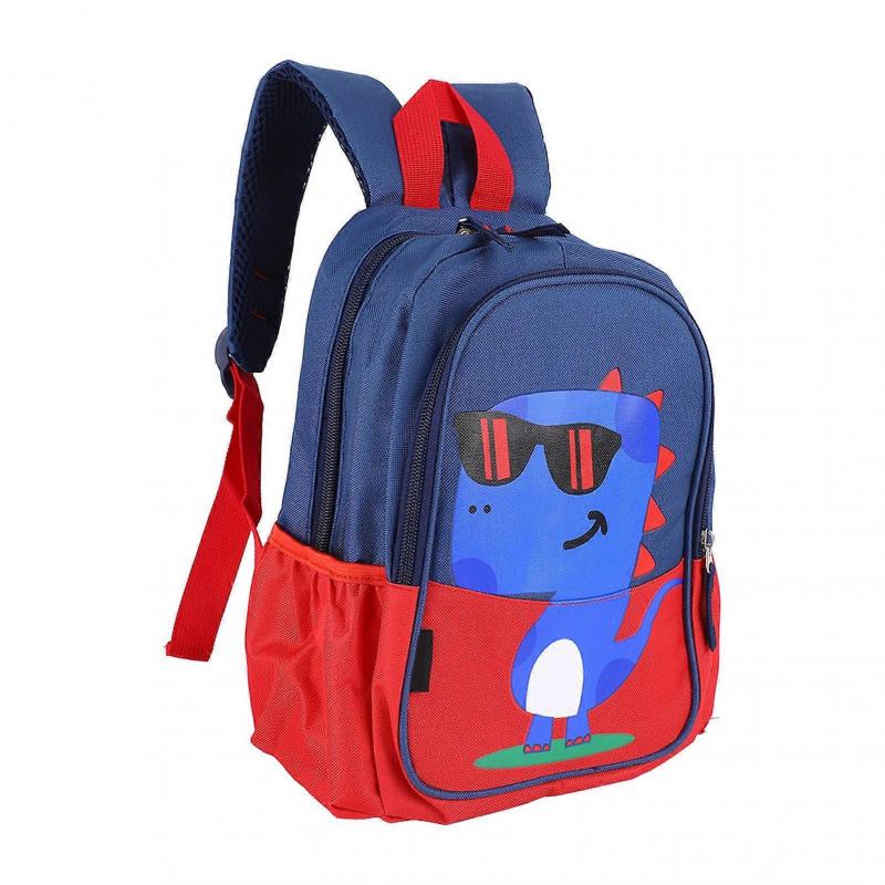 Kids Red Cartoon Dinosaur Style Side Pocket Large Capacity 2 Way Zippers Boy Backpack Primary School Study