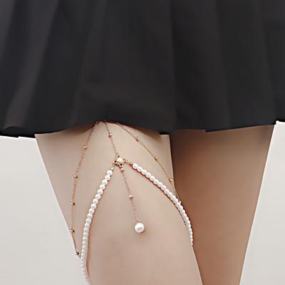 Europe, America, Sexy Imitation Pearl Pendant Fashion Leg Ring Women, Elastic Rope Versatile Spice Girl Leg Chain Spot