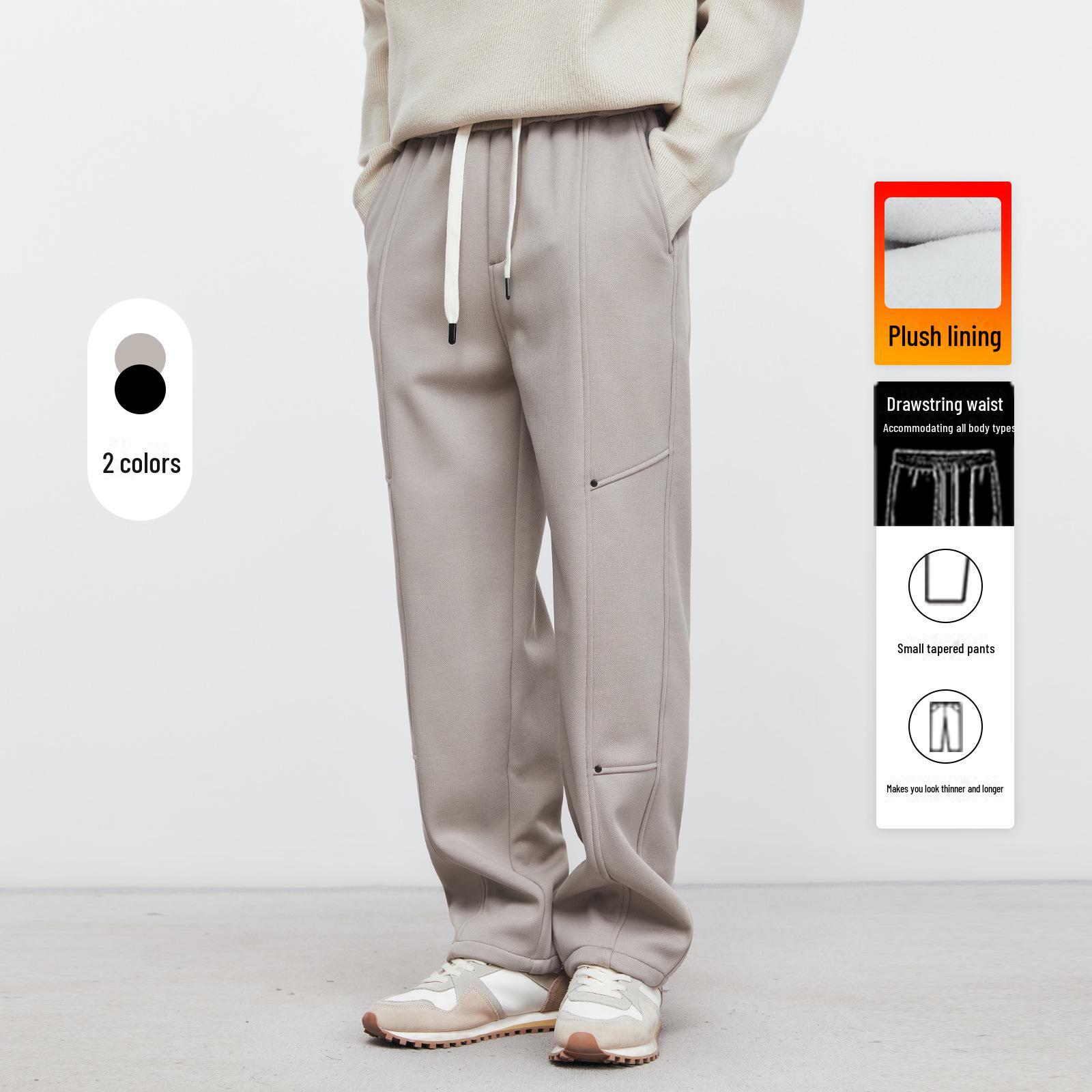 

Мужские спортивные штаны Yizhi Fashion Plus Velvet Thicken Sweatpants - Осень/Зима 2024 Свободные прямые повседневные брюки 33 чёрный