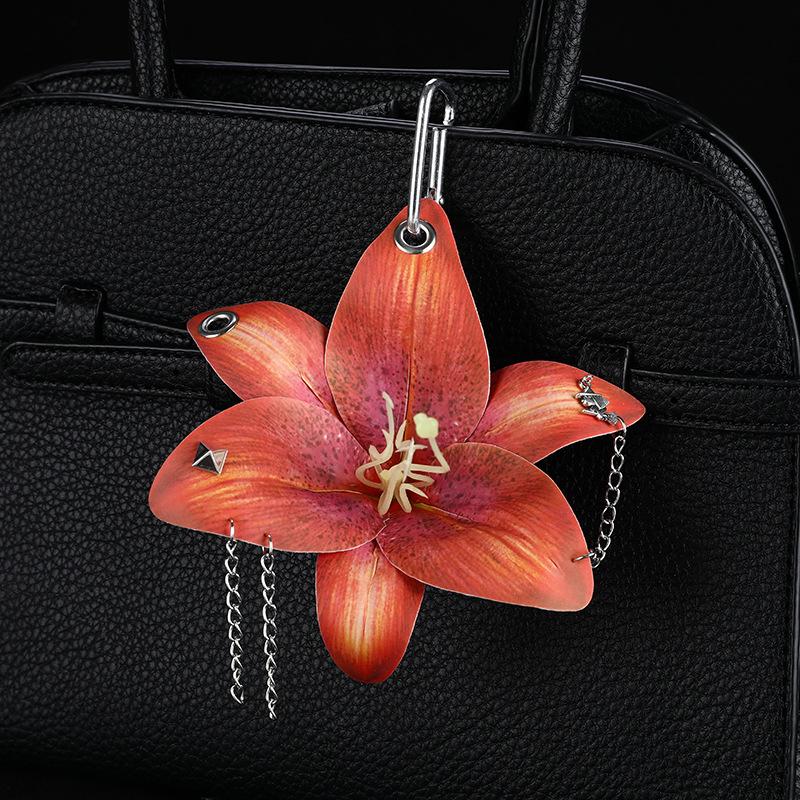Creative Orchid Lily Simulation Flower Keychain  Backpack Decoration Accessories