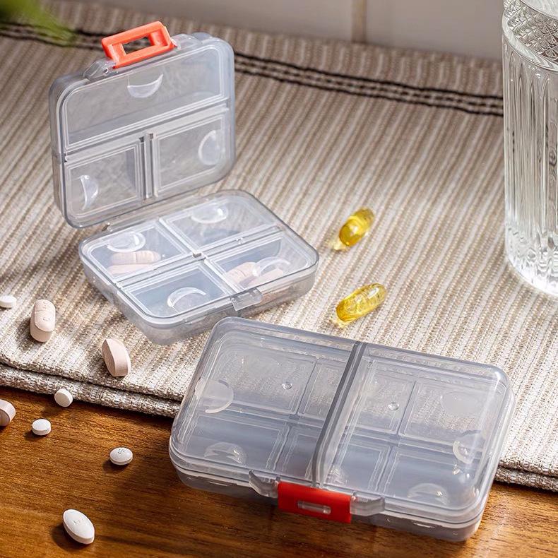 Portable Weekly Pill Organizer Box with 8 Compartments for 3x Daily Medication