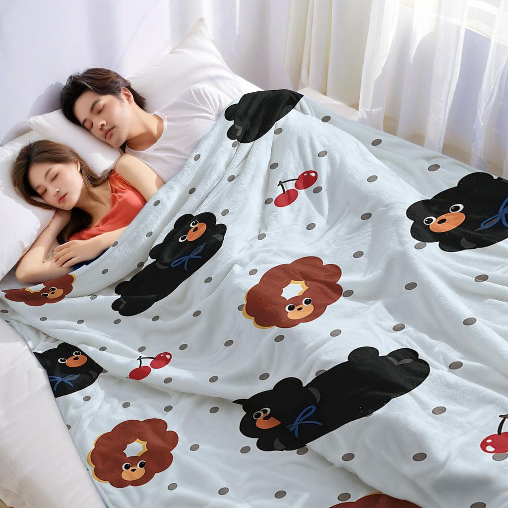 Black Bear Donuts Ultra Soft Sherpa Fleece Blanket Fluffy Warm Halloween Cozy Throw For Sofa Couch Bedroom Gift All Season