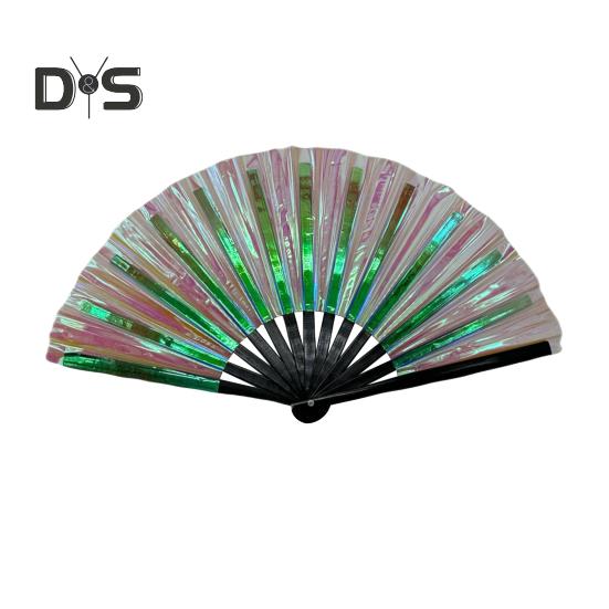 

Голографический складной веер, портативный радужный ручной вентилятор, летний охлаждающий вентилятор, украшение для танцевального представления, аксессуары для вечеринок I