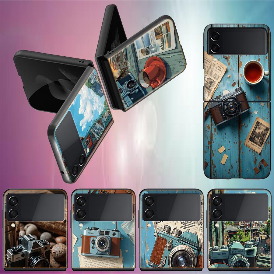 Camera and Souvenirs With Scenery Coque For Samsung Z Flip7 6 Galaxy Case Shockproof Z Flip5 Z Flip3 4 5G Hard Cover Phone TPU