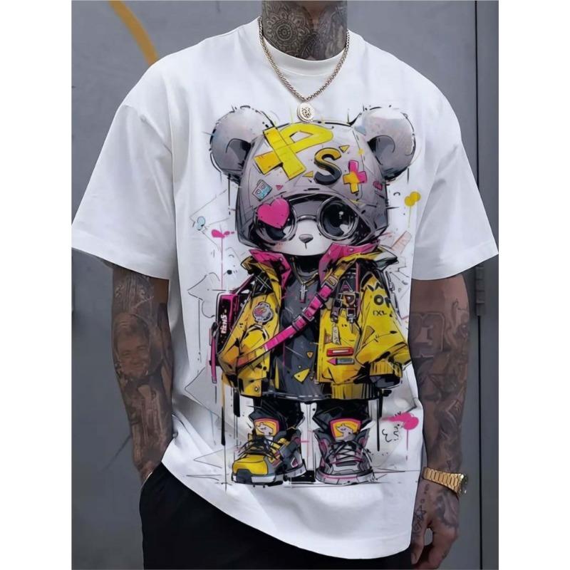 Men's T-Shirts Personalized Hip Hop Bear Pattern 3D Print Tops Tees Summer New Streetwear Oversized Unisex tShirt Men Clothes