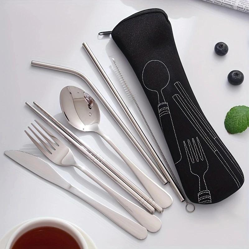 1pc-Cutlery Storage Bag Set - Zippered Cutlery Protective Case - Portable and Durable Cutlery Bag