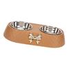 Double Pet Bowls Prevent Slip Stainless Steel Pet Food Water Bowls with Bowknot Decor Holder for Dog Cat