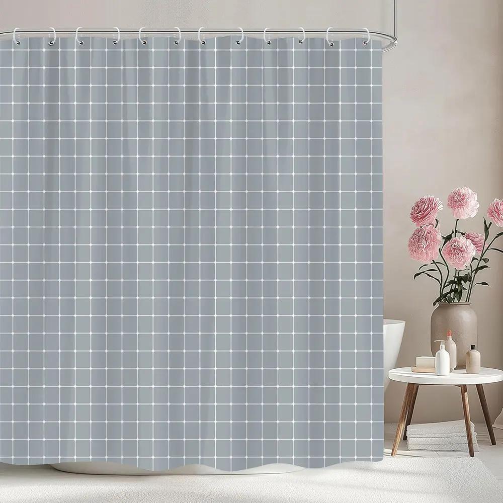 

Solid Colour Chevron Shower Curtain Black White Lines Geometric Shapes Simple Modern Style Polyester Bath Curtain Bathroom Decor 90x180cm