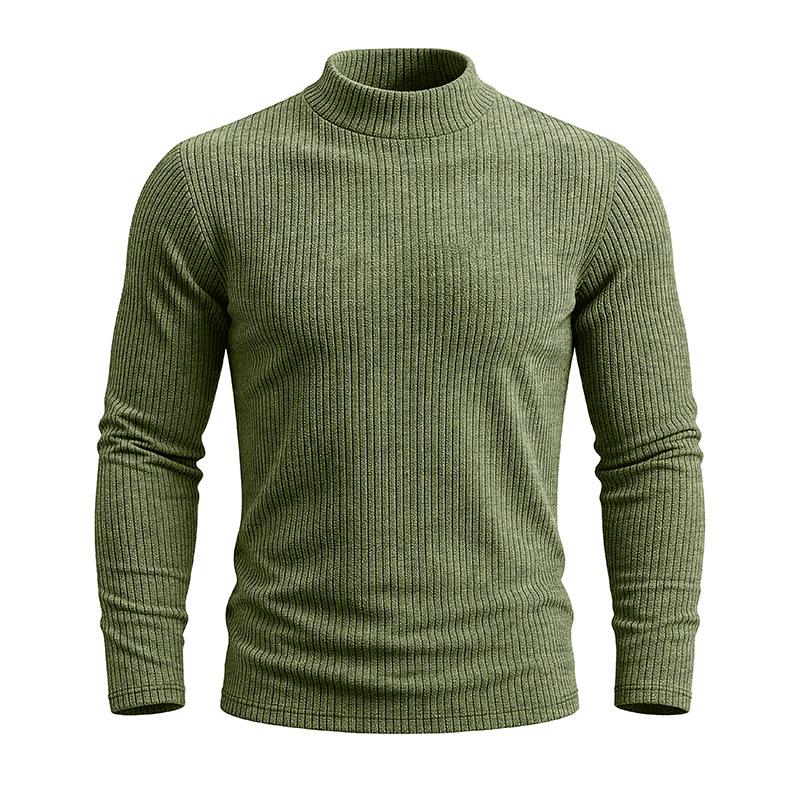 Men's Thermal Mock Neck Knit Sweater Casual Ribbed Pullover Tops for Fall Winter Daily Wear Streetwear Slim Fit Knitwear