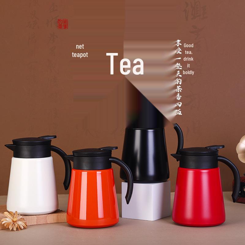 New Simple 304 Stainless Steel Coffee Thermos Flask with Portable Handle, Large Capacity, and Duckbill Spout