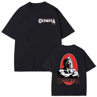 Mr Olympia Fitness Gym Graphic T Shirts High Street Fashion Trend Short Sleeve Tshirts Men Women Casual Loose Cotton Tshirt