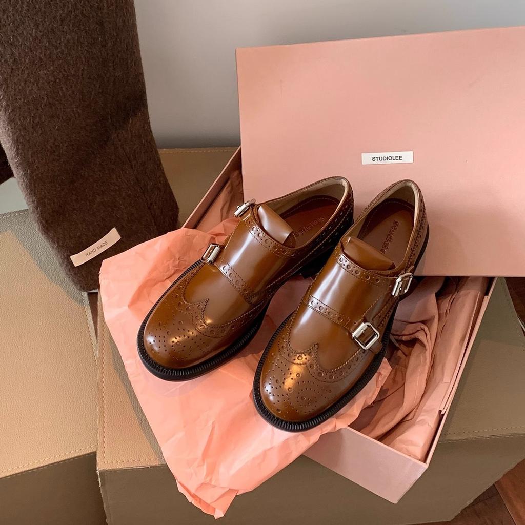 High-end Cowhide Version~ British Retro Exquisite Carved Baroque Single Shoes Mengke Leather Shoes Women's Autumn and Winter