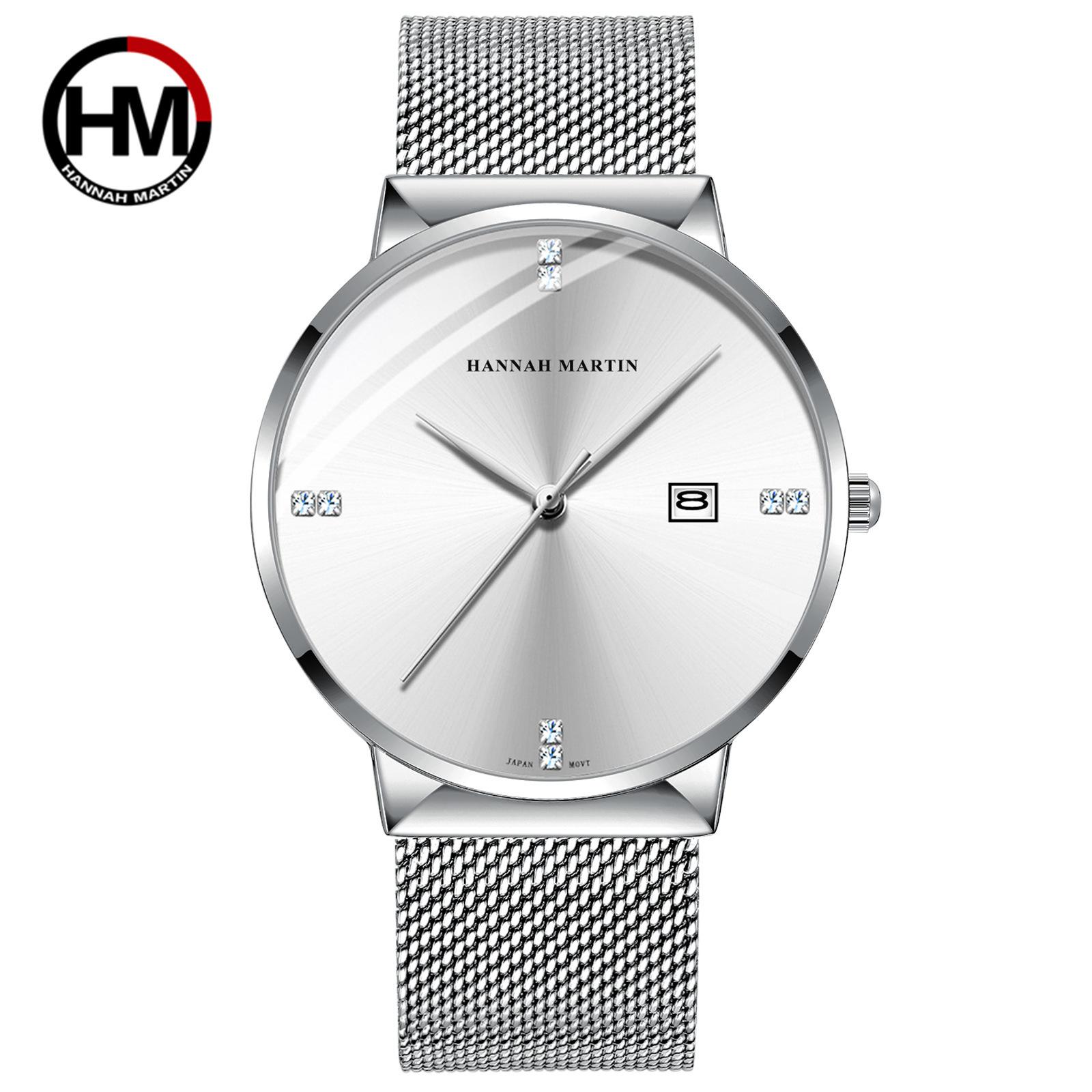 

Hannah Martin Japanese Movement Brand Watch Waterproof Student Calendar Simple Men s Quartz Watch as the picture3
