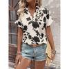 Women's Casual Loose Fitting Floral V-neck Bat Sleeve Shirt Top Fashion