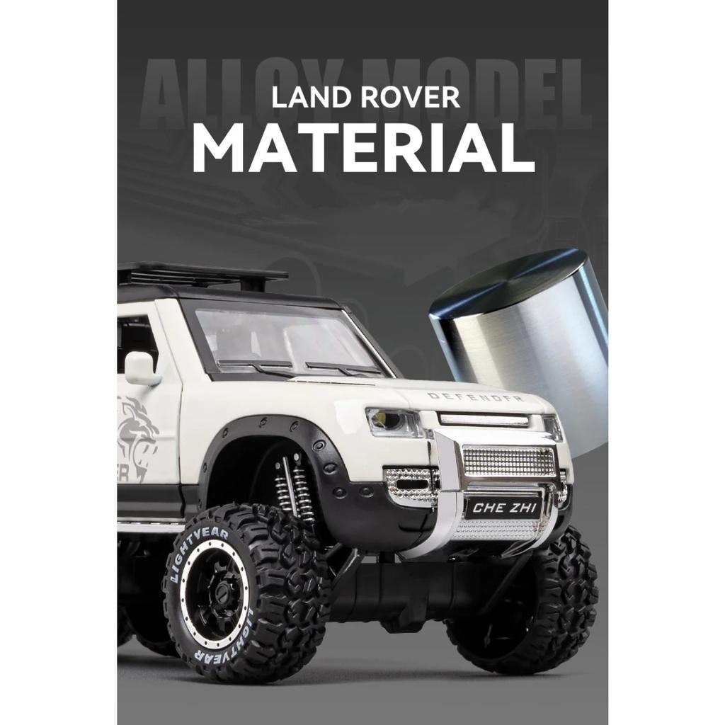 1/24 Land Range Rover Defender Alloy Pickup Car Model Diecasts Metal Off-road Vehicles Car Model Sound Light Childrens Toys Gift