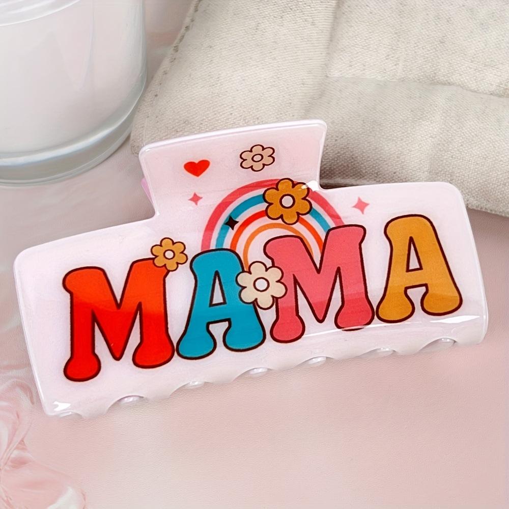 

Акриловая заколка-краб на тему «МАМА» ко Дню матери Rainbow