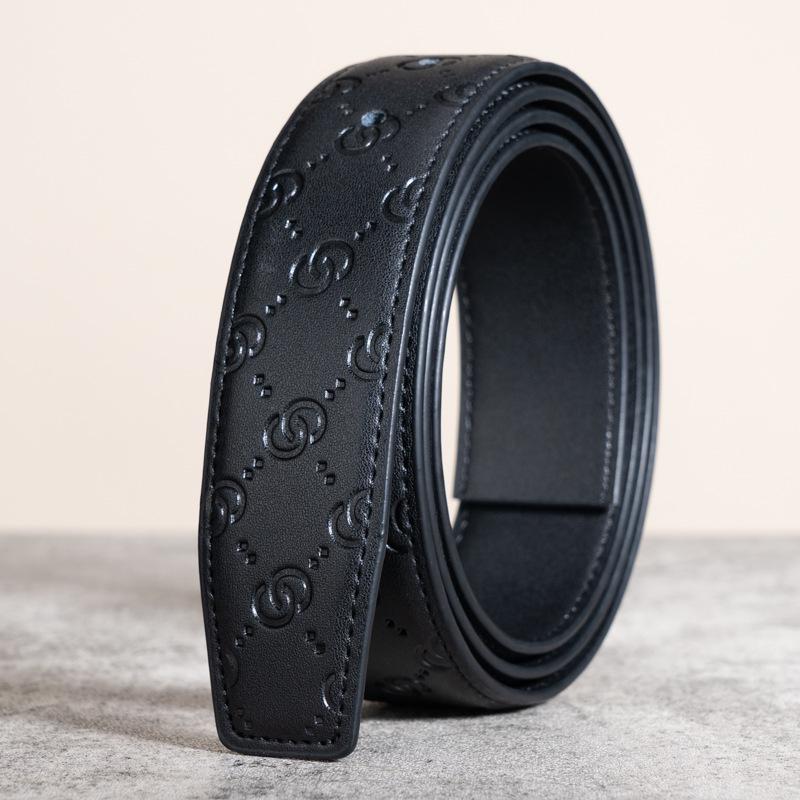 

2023 Мужской ремень без пряжки из натуральной кожи - Молодежный деловой корейский стиль, пояс для брюк 105cm