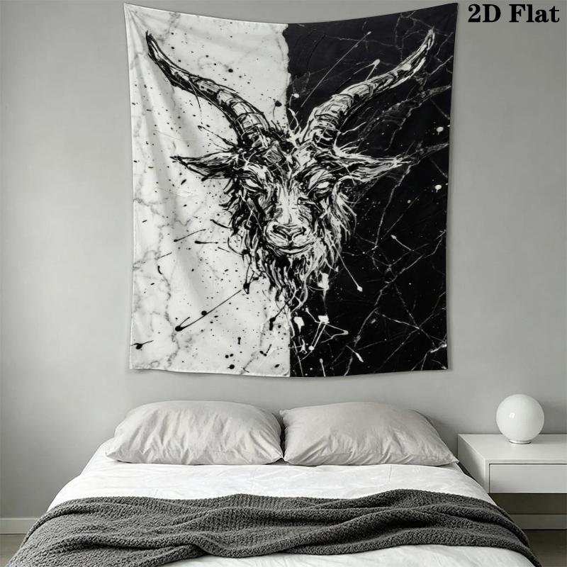 Goat Demon Wall Tapestry Aesthetic Wall Hanging Printed Fabric Blanket Decorative Tapestries for Bedroom Living Room Home Decor