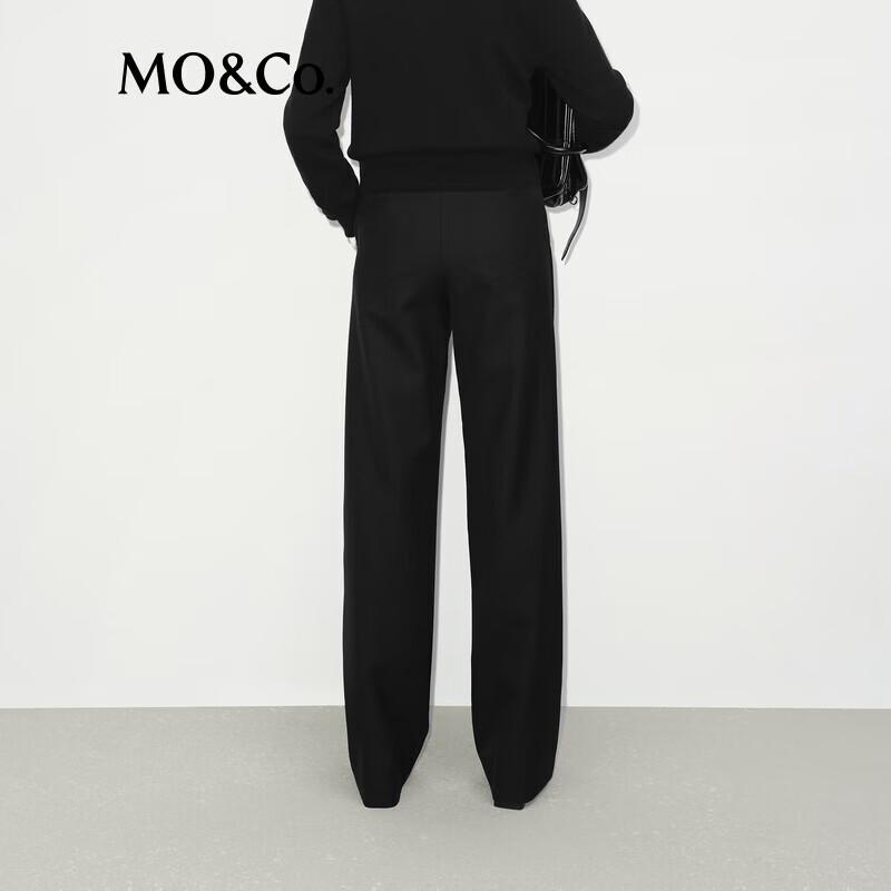 MO&Co. Women's Wool Blend Straight-Leg High-Waist Trousers