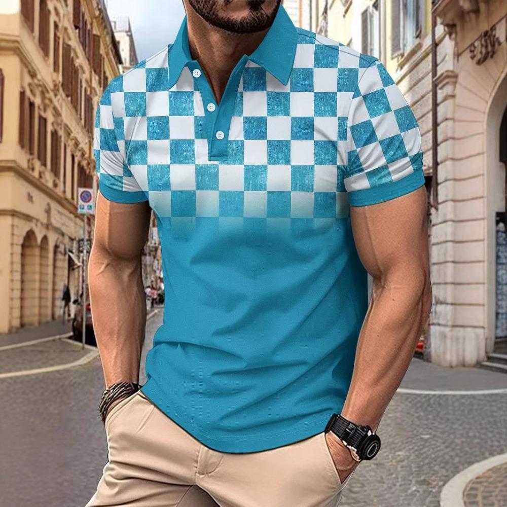 New European and American Men's Collar Fashion Slim Fit Men's T-shirt Polo Shirt Short Sleeved Men