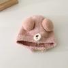 Cute Bear Baby Beanie Cap Autumn Winter Warm Infant Boys Girls Ear Protection Cap Cartoon Solid Color Toddler Hat Bonnet