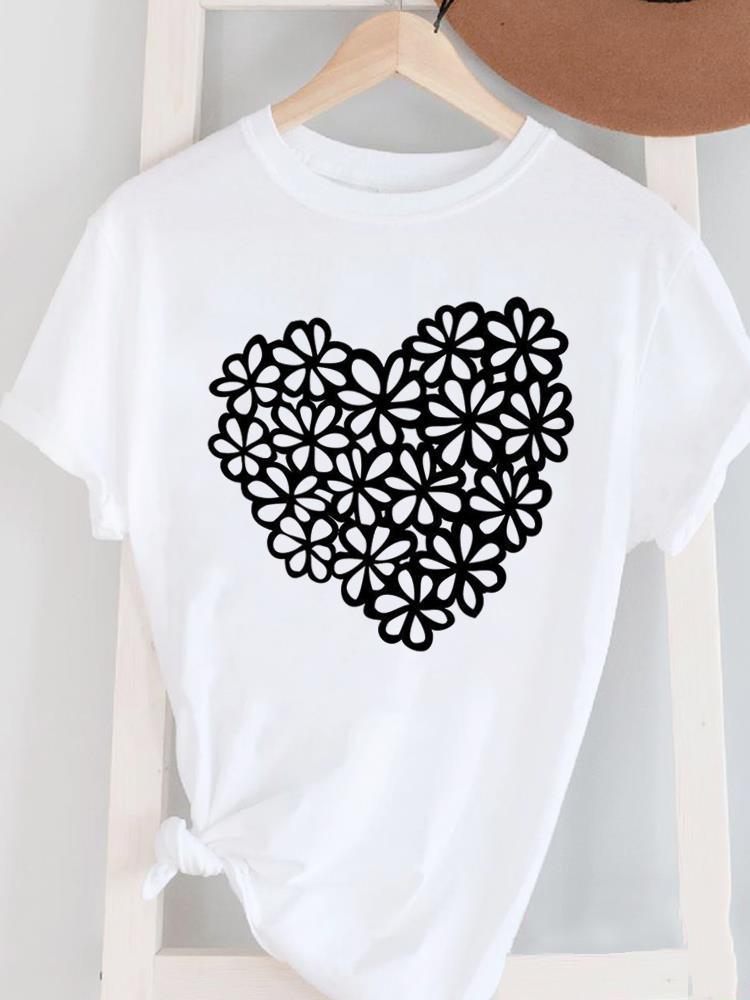 (Asian Size) Short Sleeve Women's Top T Female Print  Fashion Ladies O-neck Butterfly Cute Lovely Casual Clothing  Graphic Tee T-shirts