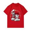 Men's 100% Cotton Crew Neck Short Sleeve T-Shirt, Retro Red Canvas Sneaker Printed Casual Comfortable Tee, Stylish Authentic Streetwear Daily Fashion