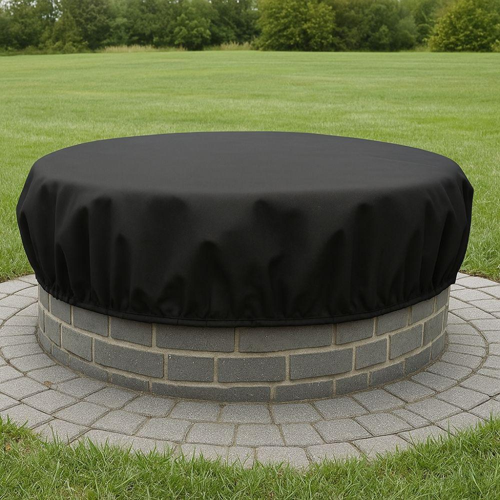 Weather Resistant Firepit Cover 600D Oxford Protective Cover  Built-in Stone Firepits