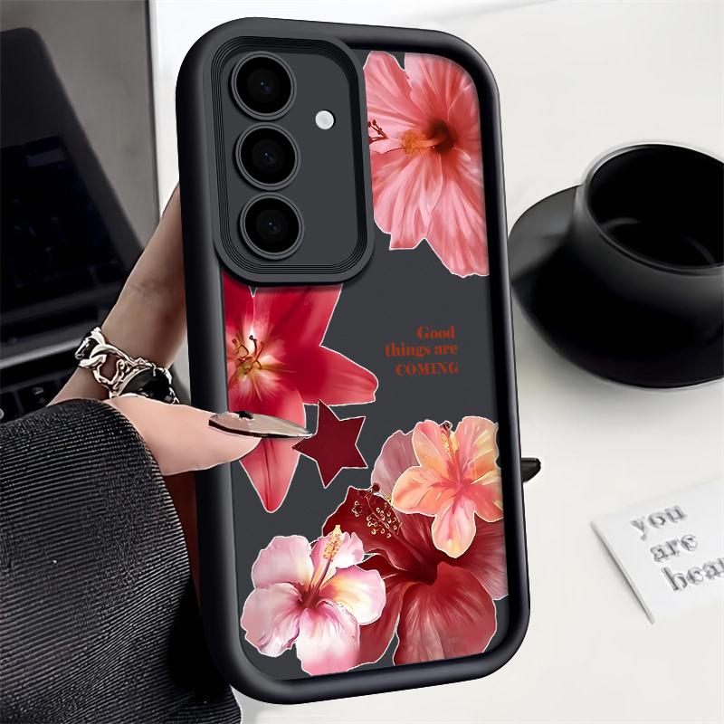 Hülle mit Blumendruck für Samsung S25 Ultra S24 FE S23 S22 A56 A36 A16 A15 A55 A35 TPU Weich Matt Stoßfest Handyhülle
