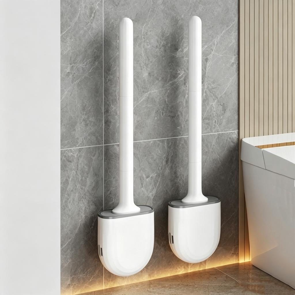 Wall Hanging Long Handle Toilet Brush, Silicone Cleaning Brush, Durable, Easy To Clean, Suitable For Bathroom, Toilet Cleaning