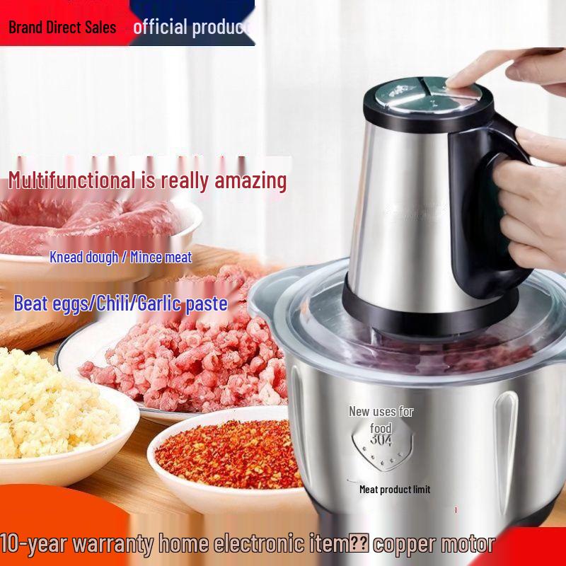 Electric 304 Stainless Steel Meat Grinder & Multifunction Kitchen Machine for Dough, Garlic Paste, and Vegetable Chopping.