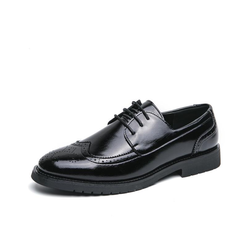 Men s Large Lace-Up Leather Brogue Loafers - Business & Casual Shoes for Spring & Autumn 40 чёрный