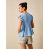 Camisa de Mujer Verano Calada Vacaciones Cuello en V Fruncida Manga Corta Encaje Blanca Blusa Moda Mujer Elegantes Tops Ajuste Ceñido Casual Suelta Camisas Femeninas