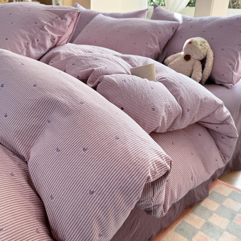 

Корейские постельные комплекты с бантами для девочек 2025 Новые наборы пододеяльников Размер Квин Полный Простыня Покрывало Наволочка Каваий Twin150x200 4pcs