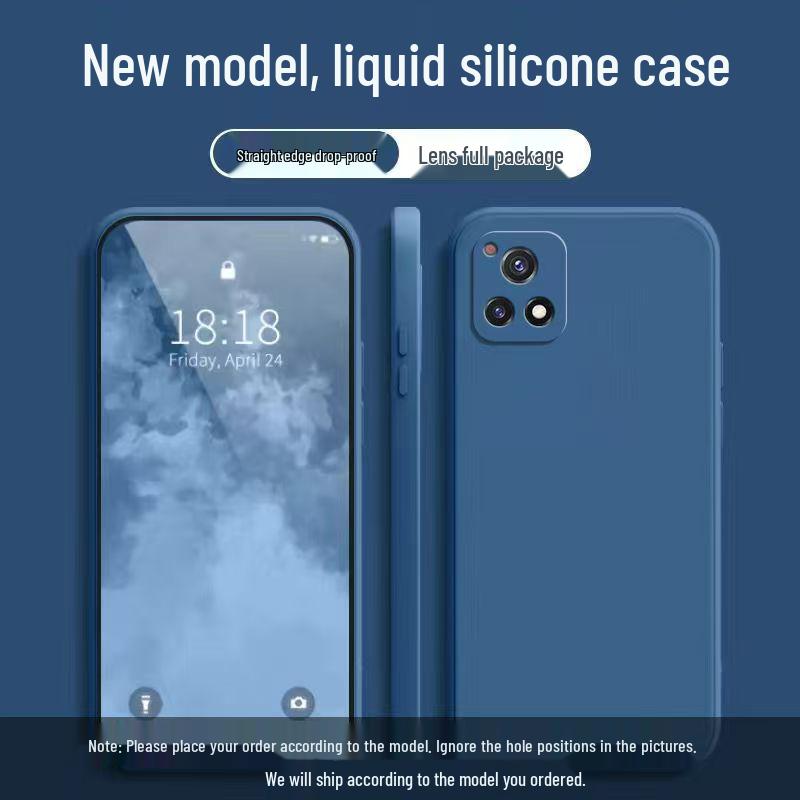 Vivo Y54S Liquid Silicone Anti-Fall Phone Case - Solid Color, Full Coverage, Straight Edge Design