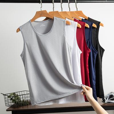 Men's Ice Silk Mesh Tank Tops Gym Transparent Bodybuilding Sleeveless Shirt Fitness Vest Male Mesh Muscle Singlets