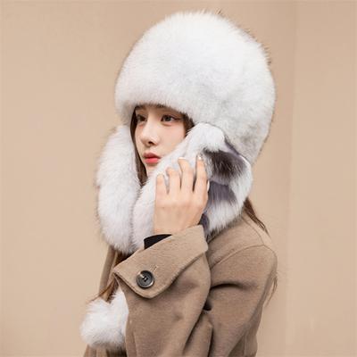 100% gerçek tilki kürk şapkalar 2022 yeni kadın Ushanka Aviator Trapper kayak şapkası kulaklık kış rakun kürk beyzbol şapkası sıcak kürk şapka