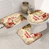 4Pcs Bathroom Shower Curtain Set  Christmas Santa Pattern Bathroom Curtain With 12 Hooks Non Slip Rugs Toilet Cover Mat Bathroom Partition