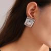 Style Stainless Steel Rectangular Color Matching Earrings New Trend Pvd Plated Real Gold Temperament Earrings Women